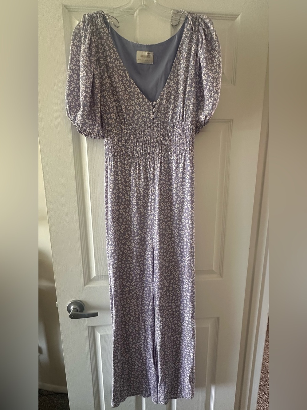 Auguste The Label Lavender Floral Jumpsuit with Puff Sleeves